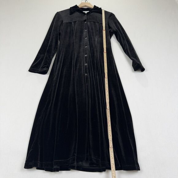 Vtg Coldwater Creek Dress Womens 6P Black Velvet Button Up Witchy Whimsigoth - Picture 11 of 11